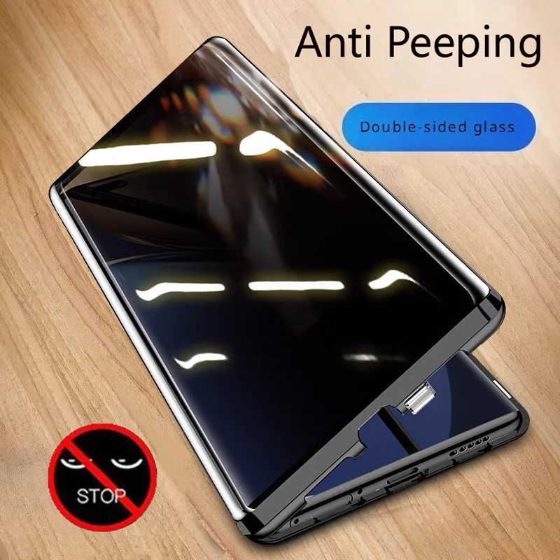 Anti Spy Privacy Glass Case - เคสโทรศัพท์โลหะกระจกสองด้านสําหรับSamsung Galaxy S23 S22 S25 Plus