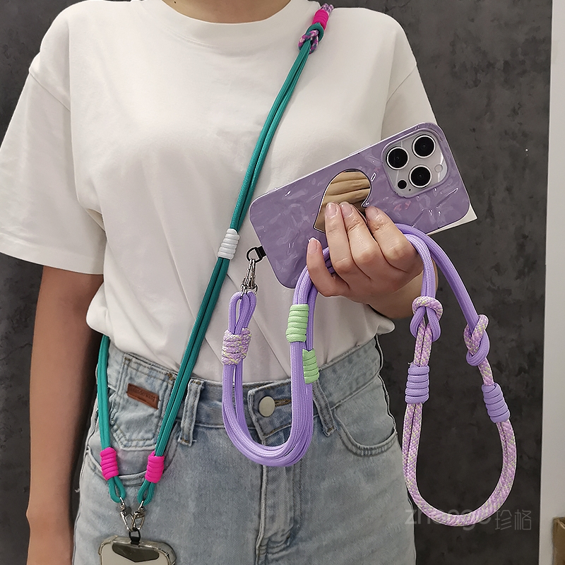 Crossbody Lanyard Neck Strap Case - เชือกคล้องโทรศัพท์มือถือสายสะพายข้างแบบทอยาว, ข้อมือสั้นที่ถอดออกได้, คอแขวนสามในหนึ่งเดียว, เคสโทรศัพท์สากล