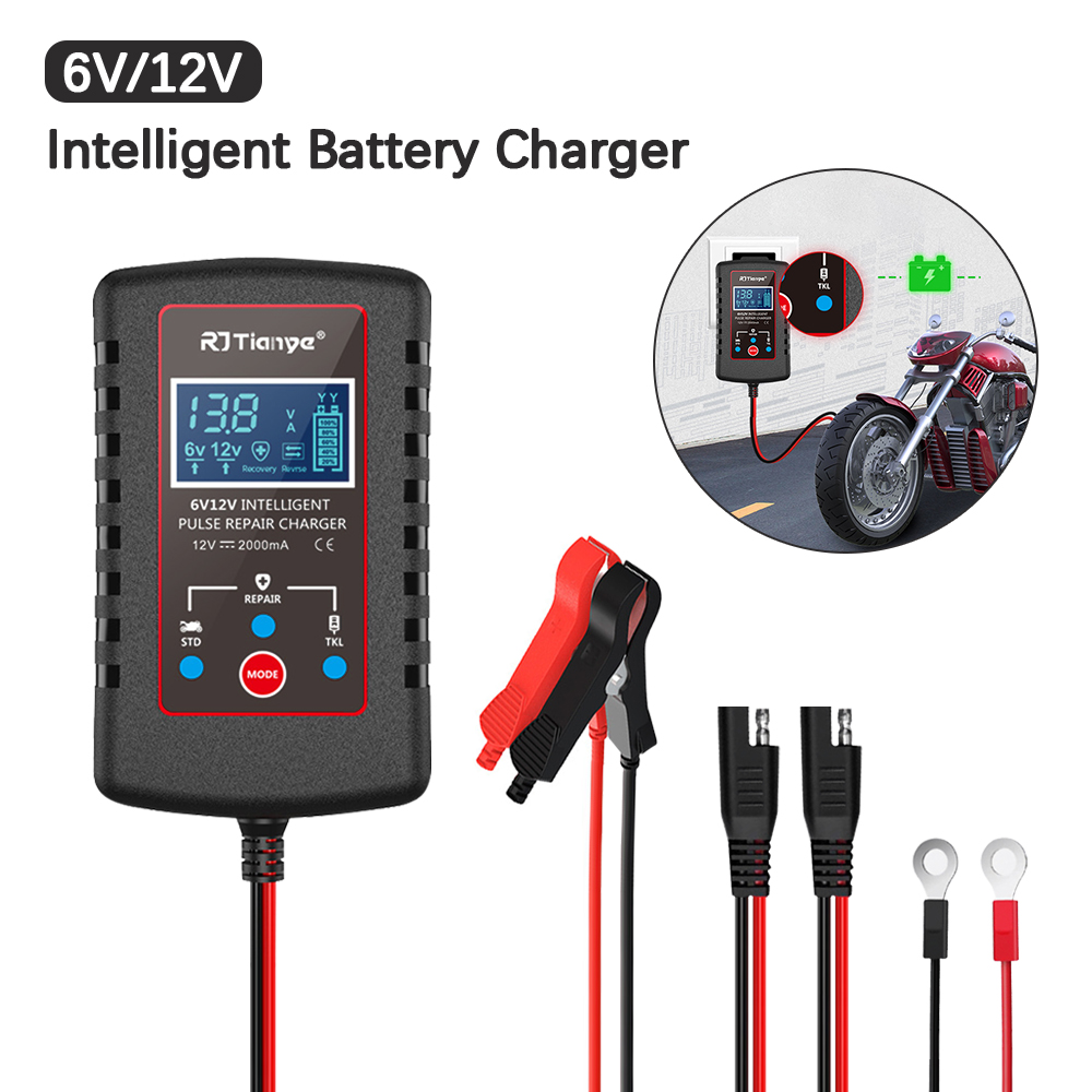 Chargers - เครื่องชาร์จแบตเตอรี่อัจฉริยะสำหรับรถจักรยานยนต์ เครื่องตัดหญ้า รถยนต์ เครื่องชาร์จอัตโนมัติแบบลอยตัว 6V 12V