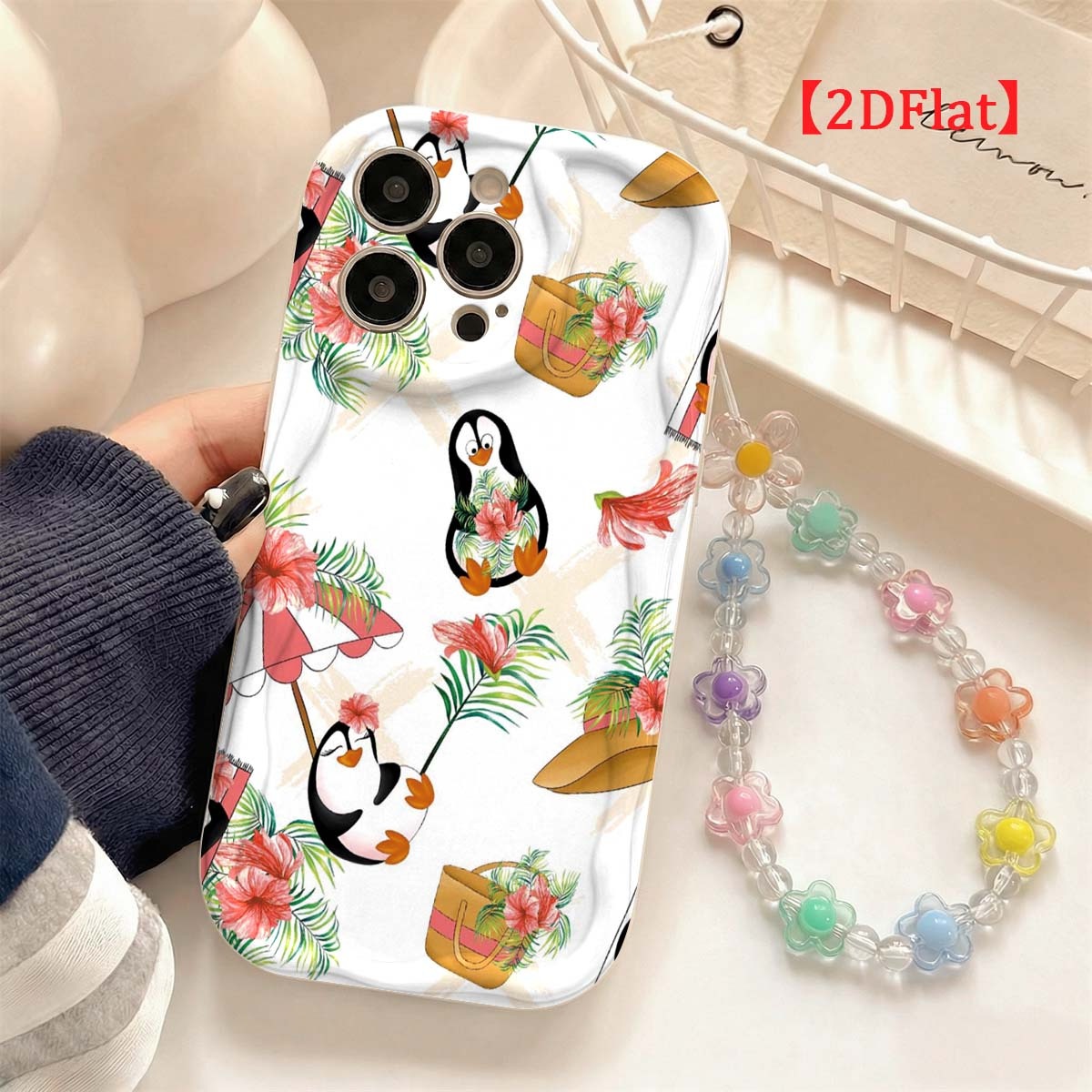 Cute Cartoon Wrist Strap Silicone Case - เคสโทรศัพท์ลายเพนกวินน่ารัก สำหรับ iPhone 18 17 Pro
