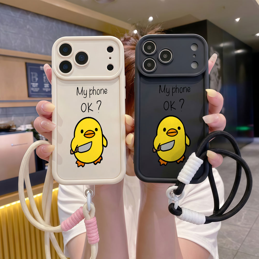 เคสโทรศัพท์ลายการ์ตูนเป็ดน่ารั - Cute Cartoon Wrist Strap Silicone Case บทวิจารณ์และราคา
