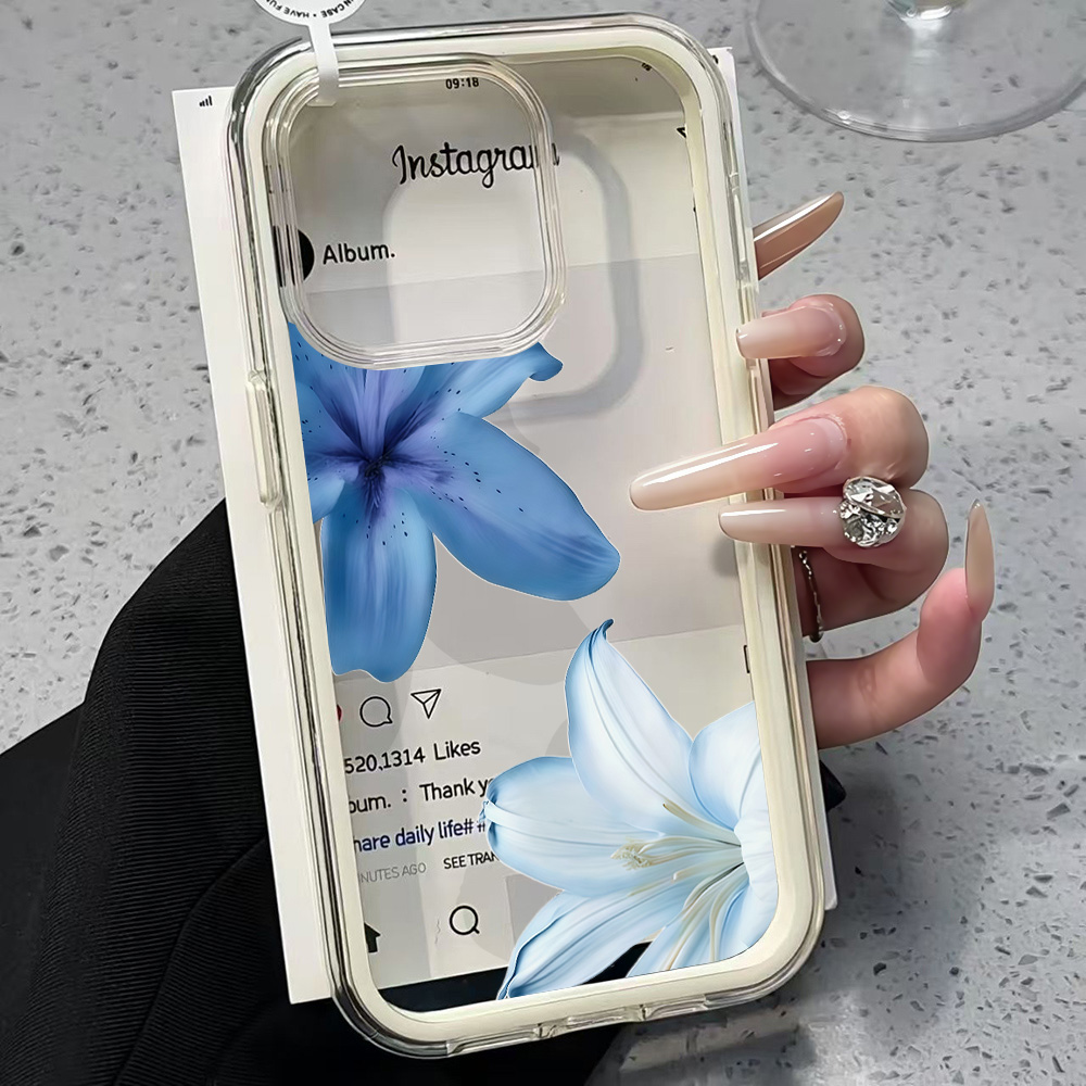 เคสโทรศัพท์ใสลายดอกลิลลี่สีฟ้า - Clear Shockproof Bumper Case บทวิจารณ์และราคา